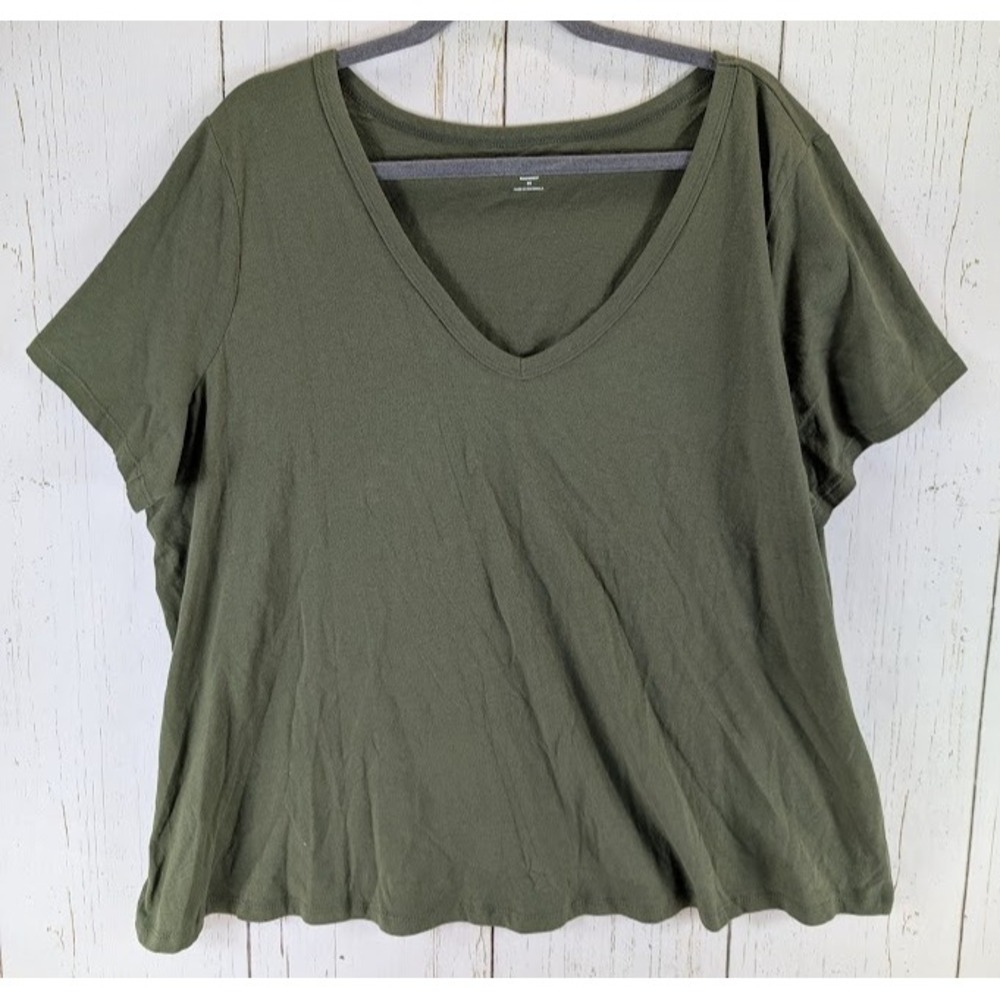 Old Navy Size 2X Everywear Green V Neck‎ Short Sleeve Casual Top